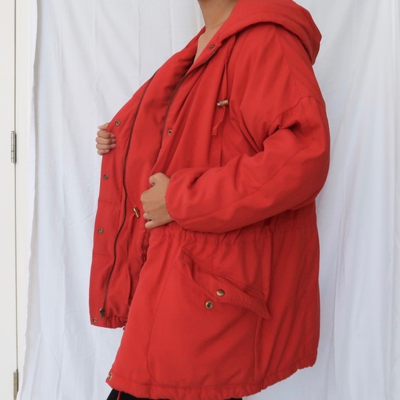 Red outerwear Layer Jacket coat hoodie Size 8 - Picture 2 of 6